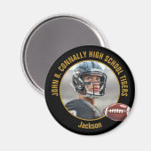 Black Gold High School Football Player Photo Magnet (Vorderseite/Rückseite)