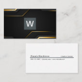Black Gold Hintergrund | Monogramm Classic Visitenkarte (Vorne/Hinten)