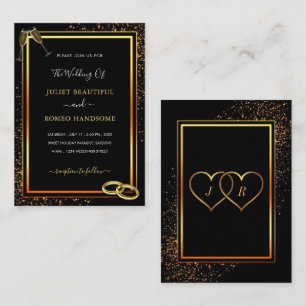Black Gold Hochzeit Einladung mit Rings