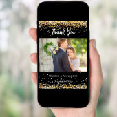 Black Gold Hochzeit Foto Dankeschön Karte