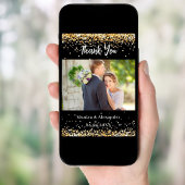 Black Gold Hochzeit Foto QR-Code danke Karte