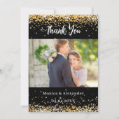 Black Gold Hochzeit Foto QR-Code danke Karte (Vorderseite)