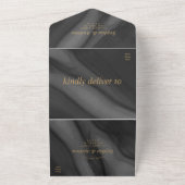 Black & Gold Hochzeit in einer Einladung (Außenbereich)