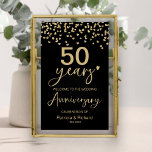 Black Gold Hochzeit Jubiläum Begrüßungszeichen Poster<br><div class="desc">Feiern Sie Ihren Hochzeitstag stilvoll mit unserem eleganten kalligrafischen Begrüßungsschild. Sie können mit Ihren Daten personalisiert und farblich angepasst werden.</div>