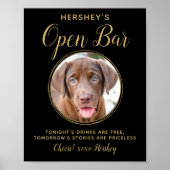 Black Gold Hochzeit Open Bar Custom Pet Dog Foto Poster (Vorne)