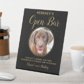 Black Gold Hochzeit Open Bar Custom Pet Dog Foto Sockelschild (In SItu)