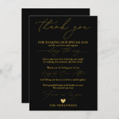 Black Gold Hochzeit Vielen Dank Platz Einstellung Menükarte (Vorne/Hinten)