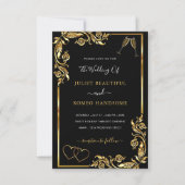 Black Gold Hochzeitsbeispiel mit QR-Code Einladung (Vorderseite)
