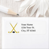 Black & Gold Hockey Sticks und Puck Rücksendeadres (Insitu)