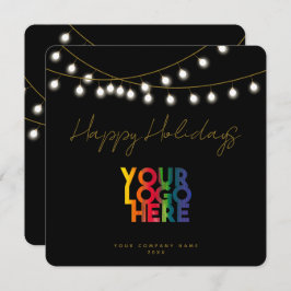 Black Gold Holiday Business Logo Weihnachtskarte