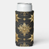 BLACK & GOLD HOLIDAY CHRISTMAS PATTERNS SELTERS DOSENKÜHLER (Seltzer Vorderseite)