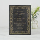 Black Gold Holly Weihnachts Probe Dinner Einladung (Stehend Vorderseite)