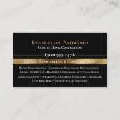 Black Gold Home Remodeling Contractor Custom Logo Visitenkarte (Rückseite)