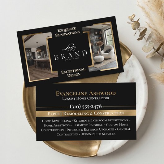 Black Gold Home Remodeling Contractor Custom Logo Visitenkarte