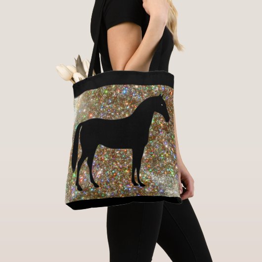 Black & Gold Horse Sparkle Tasche (Von Nahem)