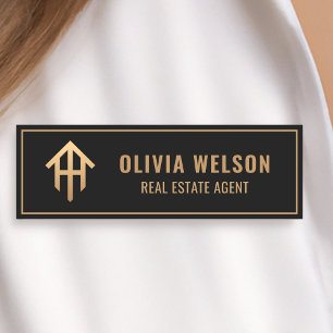 Black Gold House Logo Real Anwesen Agent Broker Namensschild