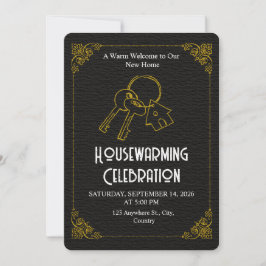 Black Gold Housewarming Invitation Editable Einladung