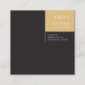 Black Gold Hydrangea Floral Geometric Modern Quadratische Visitenkarte (Rückseite)