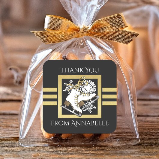 Black Gold Ice Skaten / Abbildung Skaten Fevor Quadratischer Aufkleber