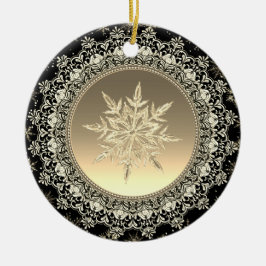 Black & Gold Ice Snowflake Keramik Ornament