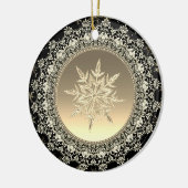 Black & Gold Ice Snowflake Keramik Ornament (Links)