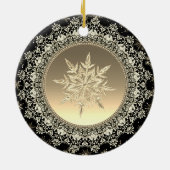 Black & Gold Ice Snowflake Keramik Ornament (Hinten)