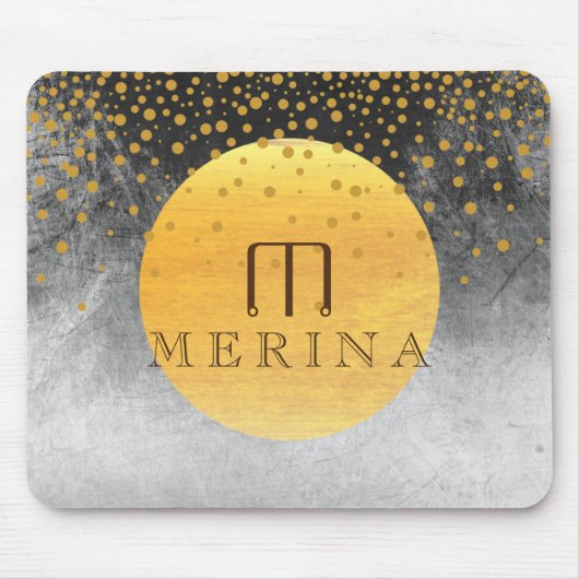 Black Gold Imitate Foil Confetti Glitzer Moon Mousepad (Vorne)