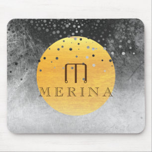Black Gold Imitate Foil Confetti Glitzer Moon Mousepad