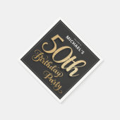 Black Gold Imitate Foil Custom Elegant 50. Geburts Serviette (Ecke)