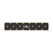 Black & Gold Imitate Foil Polka Dots Modern Glam Einladungsbanderole (Flach)