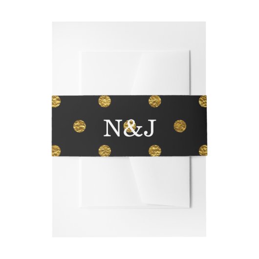 Black & Gold Imitate Foil Polka Dots Modern Glam Einladungsbanderole (Vorderseite Beispiel)