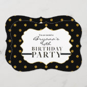 Black & Gold Imitate Foil Polka Dots Party Einladu Einladung (Vorne/Hinten)