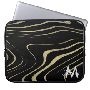 Black Gold Imitate Foil Wirbel Mit Monogramm Laptopschutzhülle