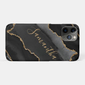 Black & Gold Imitate Glitzer Agate Case-Mate iPhone Hülle (Rückseite (Horizontal))