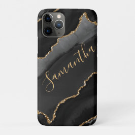 Black & Gold Imitate Glitzer Agate Case-Mate iPhone Hülle