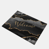 Black & Gold Imitate Glitzer Agate Fußmatte (Schrägansicht)