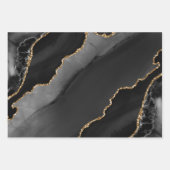 Black & Gold Imitate Glitzer Agate Geschenkpapier Set (Vorderseite 3)