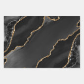 Black & Gold Imitate Glitzer Agate Geschenkpapier Set (Vorderseite)