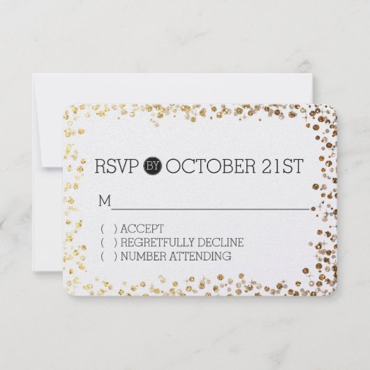 Black Gold Imitate Glitzer Bokeh UAWG RSVP Karte (Vorderseite)