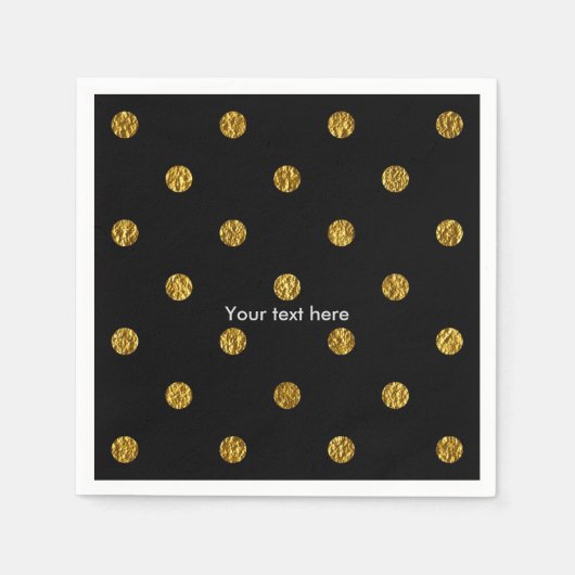 Black & Gold Imitats Foil Polka Dots Party Napkins Serviette (Vorderseite)