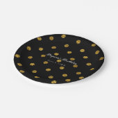 Black & Gold Imitats Foil Polka Dots Party Teller (Schrägansicht)