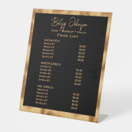 Black & Gold Imitats Fox Beauty Salon Preisliste Sockelschild