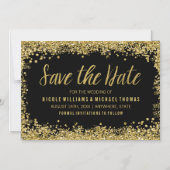 Black Gold Imitats Glitzer Magneteinladung (Vorderseite)