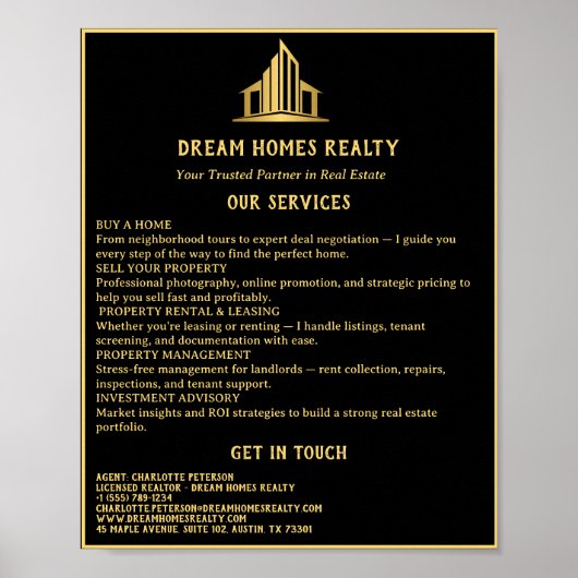 Black & Gold Immobilien Poster (Vorne)