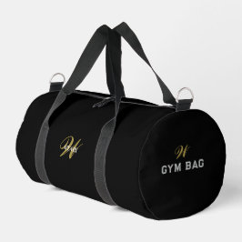 Black Gold Initial l Elegant Minimal Fitness Gym Duffle Bag