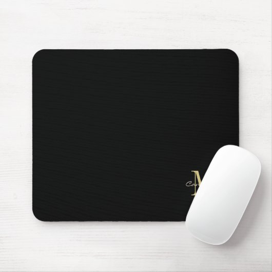 Black Gold Initial und Name Personalisiertes Gesch Mousepad (Mit Mouse)