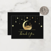 Black Gold Islamic Danke Card Mitteilungskarte (Vorderseite/Rückseite Beispiel)