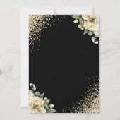 Black Gold Ivory Cream Confetti Floral Wedding Einladung (Rückseite)