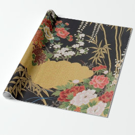 Black Gold Japanisch Kimono Floral Decoupage Gesch Geschenkpapier