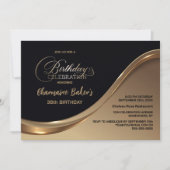 Black Gold jedes Alters Geburtstagsparty Einladung (Vorderseite)
